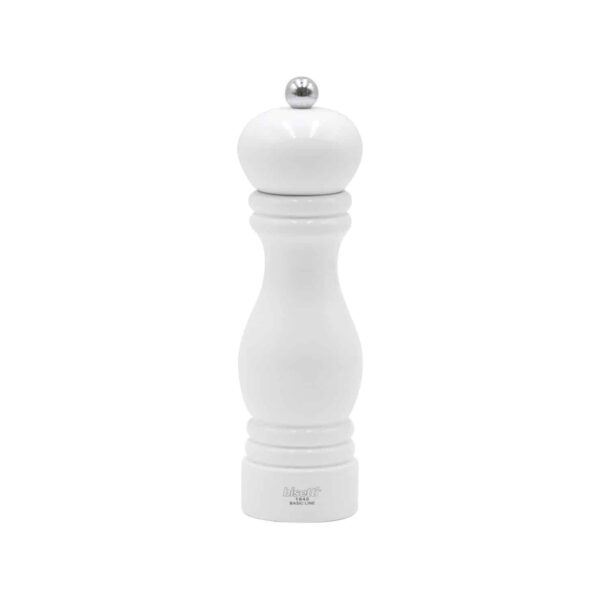 White Bisetti Sorrento acrylic salt mill, 19 cm tall