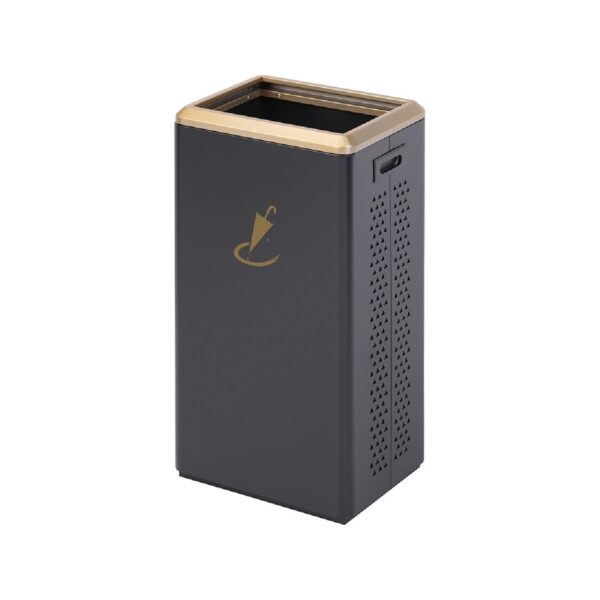 Stainless steel XL umbrella stand in black and gold, 38x30x70 cm