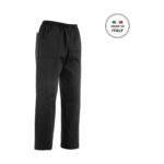 Egochef unisex black chef trousers with elastic waist, size Small