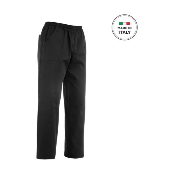 Egochef unisex black chef trousers with elastic waist, size X-Small
