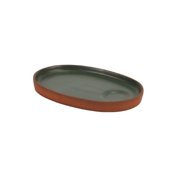 Terra Green terracotta mug platter, 20x13.5 cm