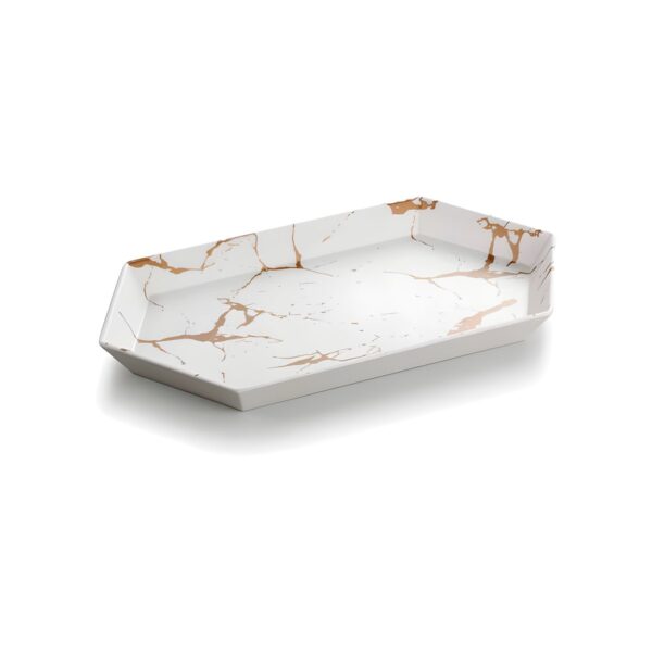 Εξάγωνη πιατέλα μελαμίνης White Marble, 34x20 εκ.