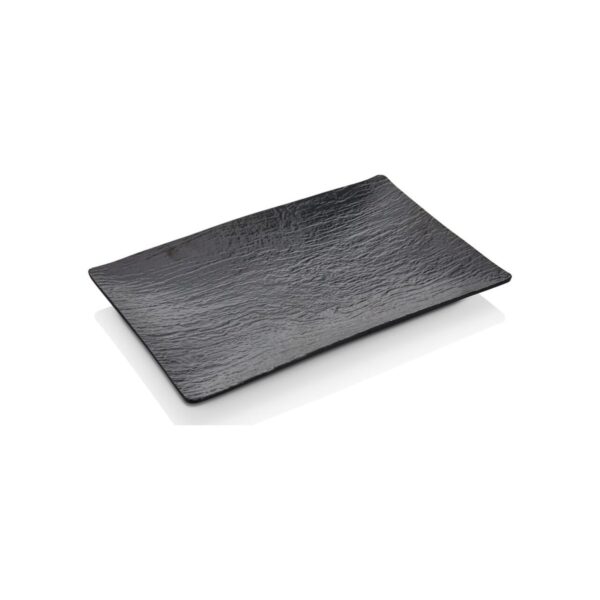 Ορθογώνια μαύρη πιατέλα μελαμίνης Black Rock, 40x26 εκ