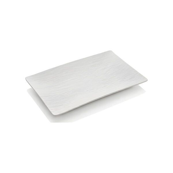 Ορθογώνια λευκή πιατέλα μελαμίνης White Rock, 40x26 εκ