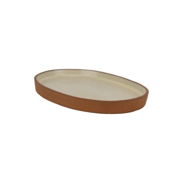 Cream Terra terracotta oval platter, 20x13.5 cm