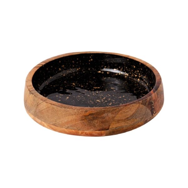 Βαθύ ξύλινο πιάτο Black/Gold Spots, 25x6 εκ.