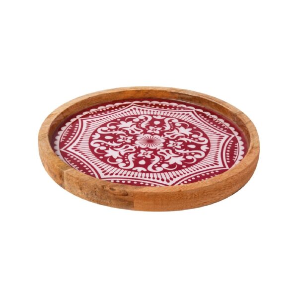 Κόκκινο ξύλινο πιάτο Marocco, 25x2,5 εκ.