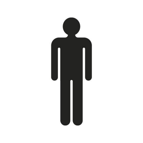 Black CVP men's WC sign, 6x16 cm