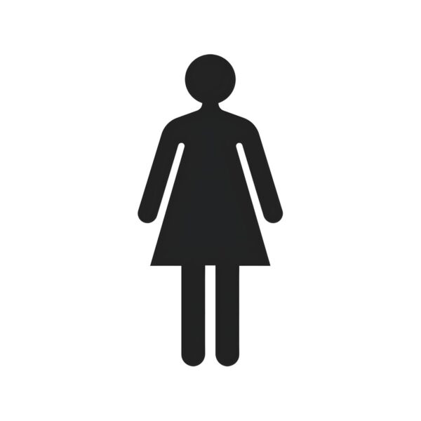 Black CVP women's WC wall sign, 6x16 cm