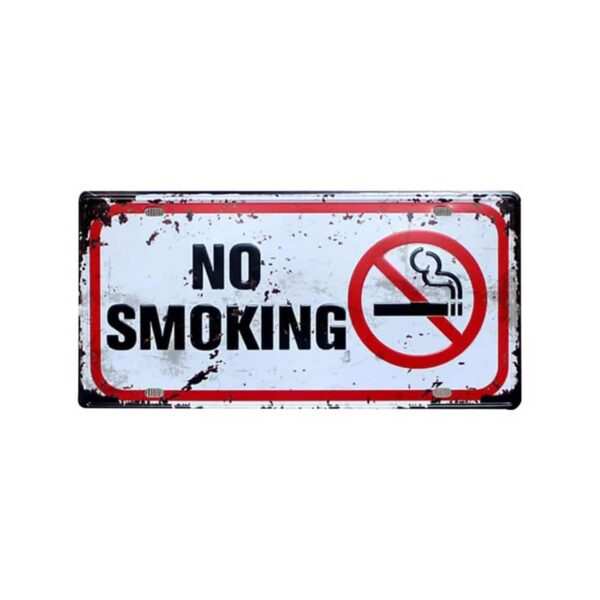 Vintage metal 'No Smoking' sign, 32x16 cm