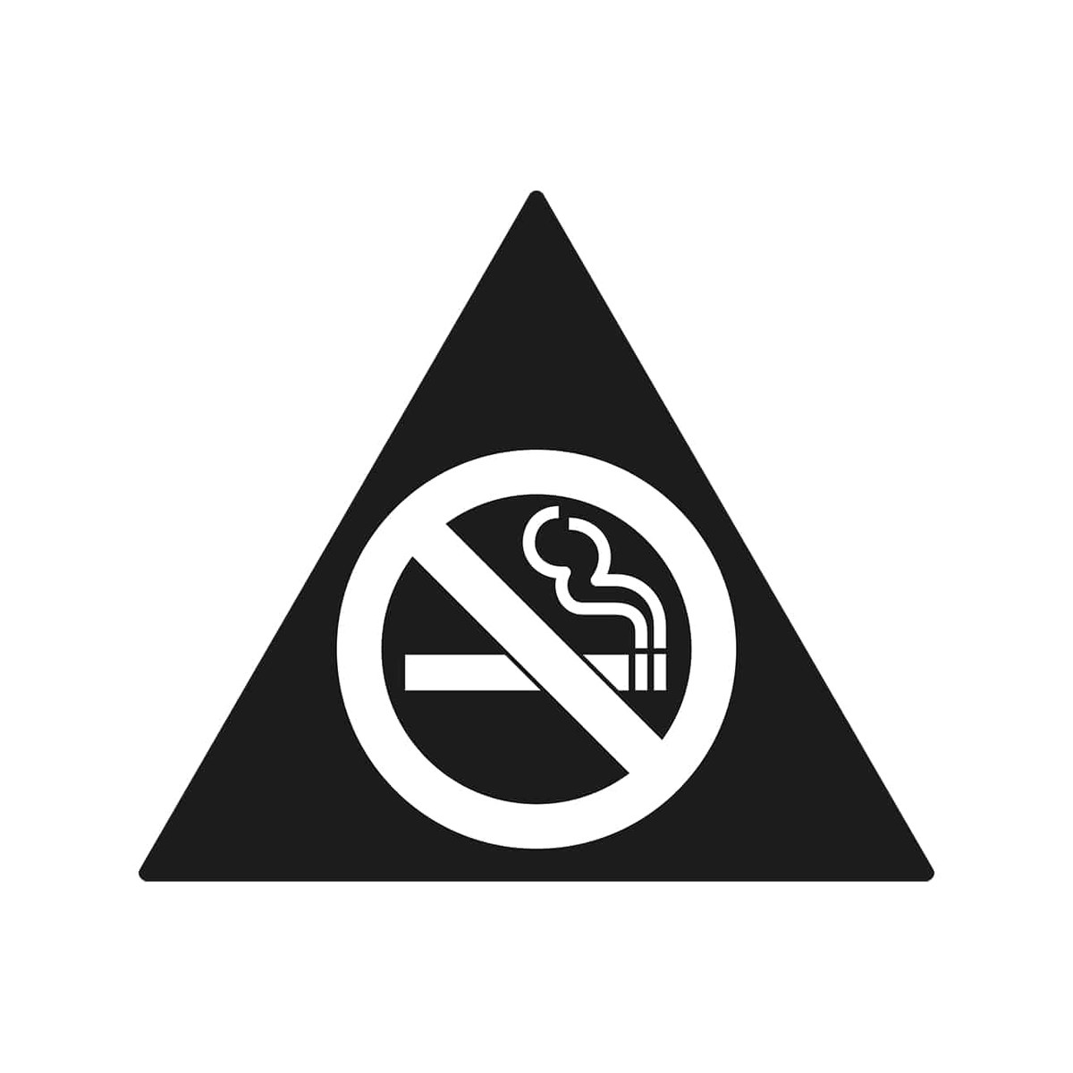 Wall Sign Black No Smoking 10cm PG Triangle Black triangular PG wall sign No Smoking, 10 cm