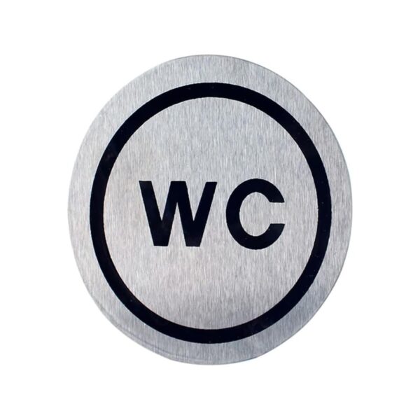 Stainless steel WC wall sign, 10 cm