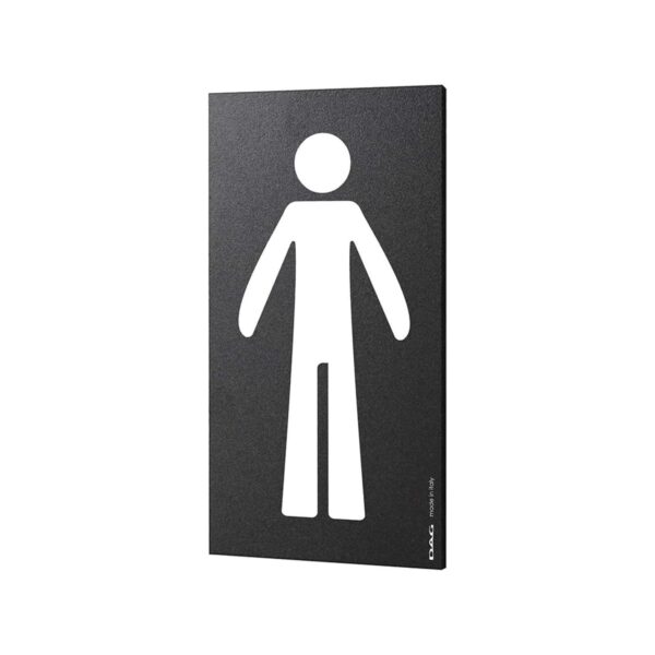 Μαύρη πινακίδα τοίχου WC ανδρών από PVC, 16x9 εκ.