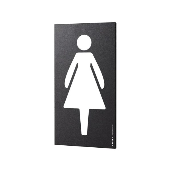 Μαύρη πινακίδα τοίχου WC γυναικών από PVC, 16x9 εκ.