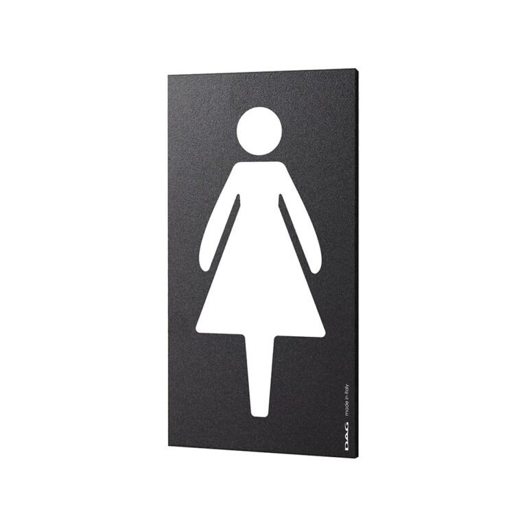 Μαύρη πινακίδα τοίχου WC γυναικών από PVC, 16x9 εκ.