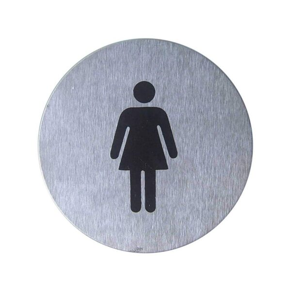 Stainless steel women's WC wall sign, 10 cm