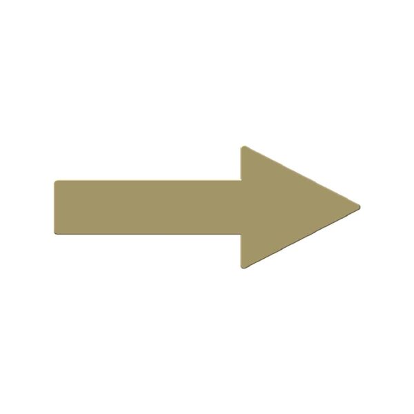 Gold CVP arrow sign, 16.5x6.5 cm