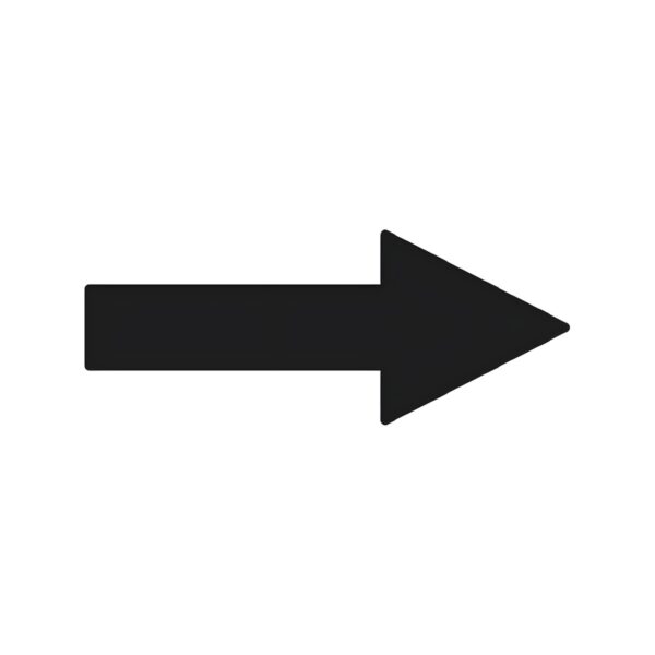 Black CVP arrow sign, 16.5x6.5 cm