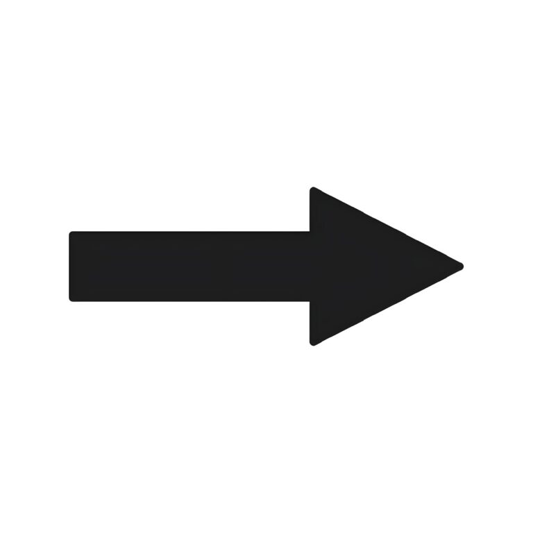 Black CVP arrow sign, 16.5x6.5 cm