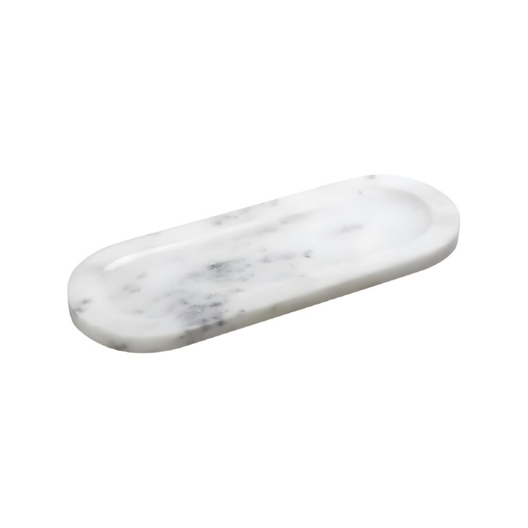 Oval white marble plateau, 20.5x7.5 cm