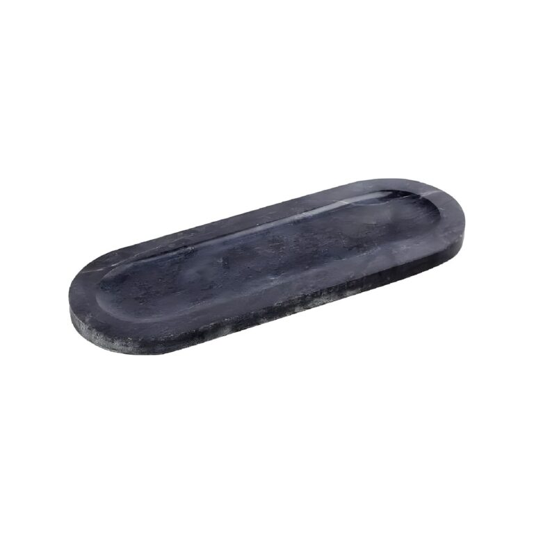 Oval black marble plateau, 20.5x7.5 cm