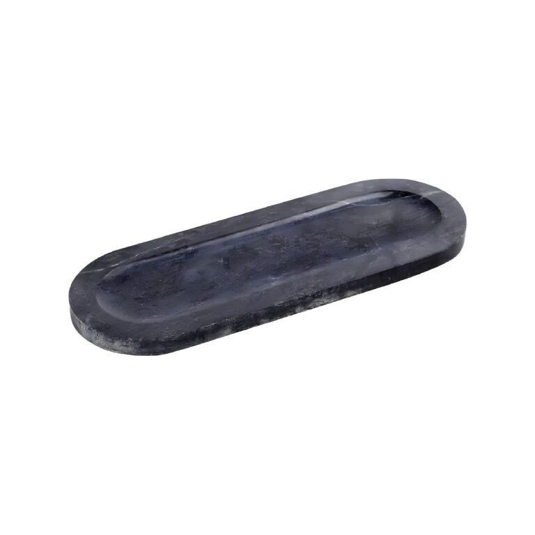 Black oval marble serving board, 25.5x9.5 cm