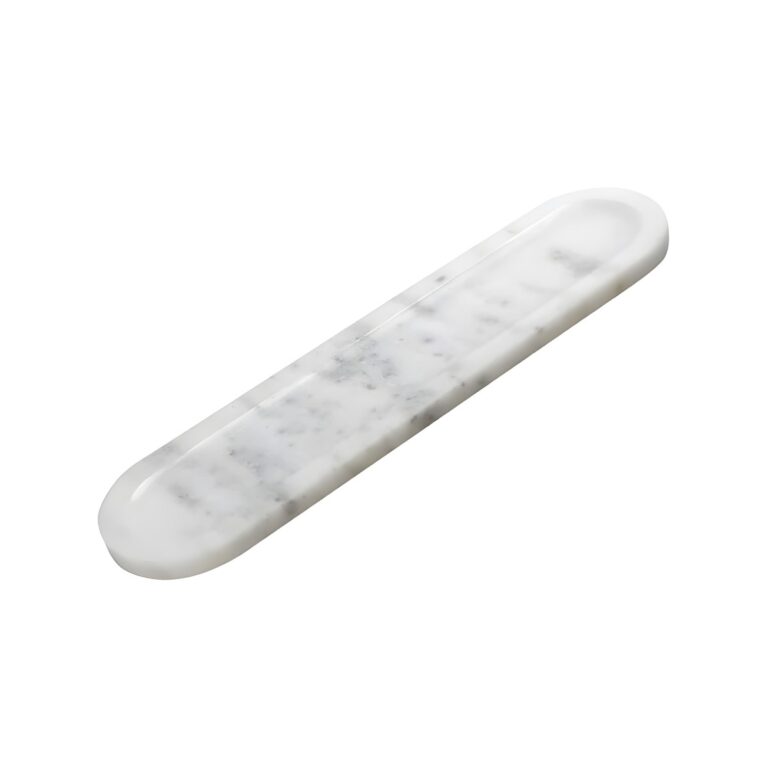 Oval white marble plateau, 30.5x7.5 cm