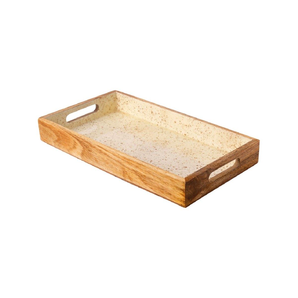 Wooden Serving Tray with Handles 40x22x5cm White/Gold Spots Wooden serving tray with handles in White/Gold Spots, 40x22x5 cm