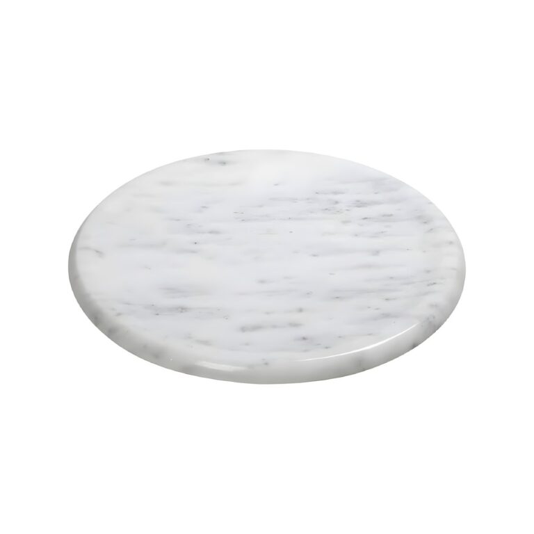 Round white marble plateau plate, 15 cm