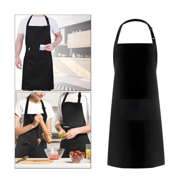Black fabric full length neck apron, 65x110 cm
