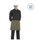 Egochef short waist waiter and cook apron in olive green, size One Size