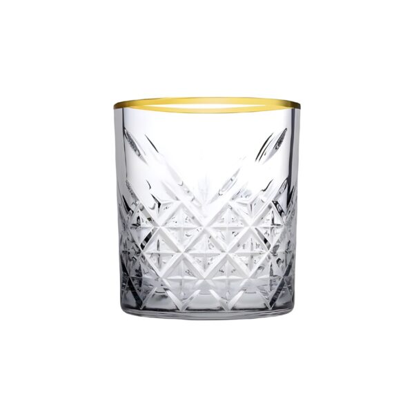 Σκαλιστό γυάλινο χαμηλό ποτήρι Pasabahce Timeless Golden Touch, 35,5 cl