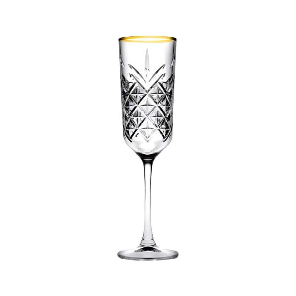 Σκαλιστό γυάλινο ποτήρι σαμπάνιας Pasabahce Timeless Golden Touch, 17,5 cl