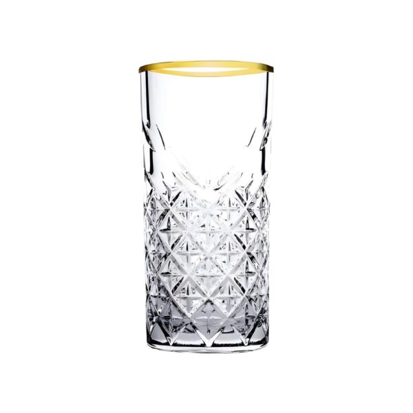 Γυάλινο σκαλιστό ποτήρι σωλήνα Pasabahce Timeless Golden Touch, 29,5 cl