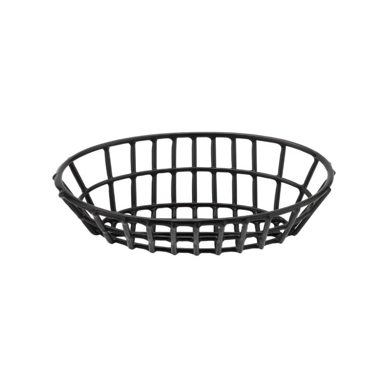 Oval black stainless steel bread basket, 31x21x7 cm