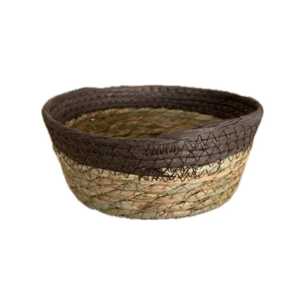 Round brown wicker bread basket, 17 cm diameter, 8 cm high