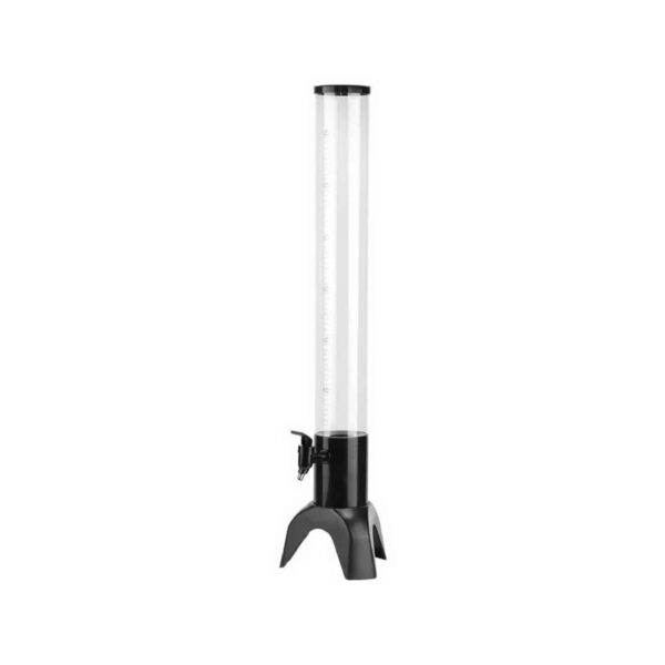 Black plastic tower beer dispenser, 3 litres, 11x83 cm