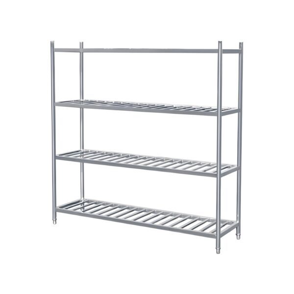 Stainless steel 4-tier shelving unit, 80x40x180 cm