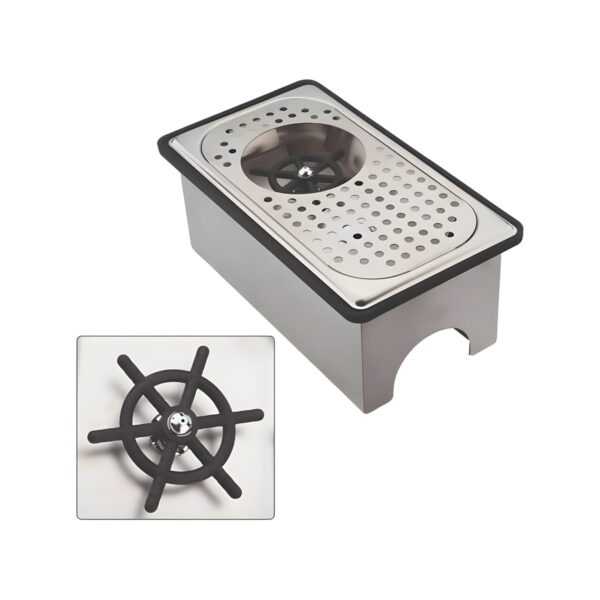 Recessed 1/3 stainless steel 18/10 rinser with rack and base, 32.5x17.5x12 cm