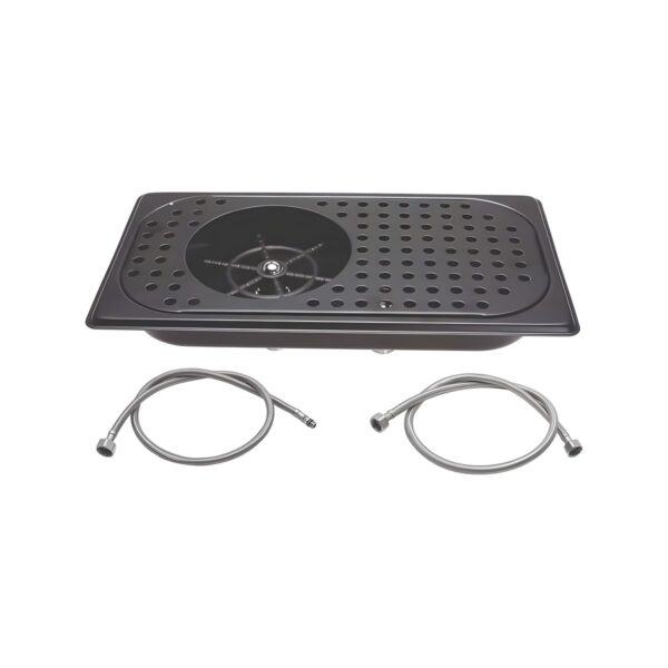 Black flush mount 1/3 stainless steel 18/10 rinser with grill, 32.5x17.5x3 cm