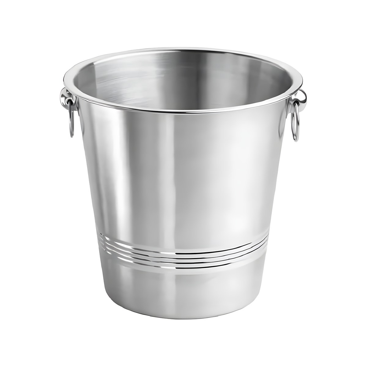 Champagne Cooler With stainless steel rings 18/0 22x22cm 5lt T-479 Stainless steel champagne bucket with ring handles, 5 litres