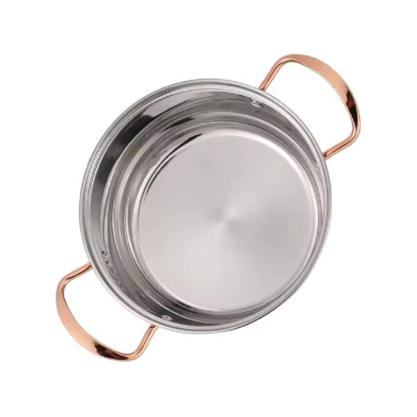 Aluminum sahan with copper handles, 18x4.5 cm