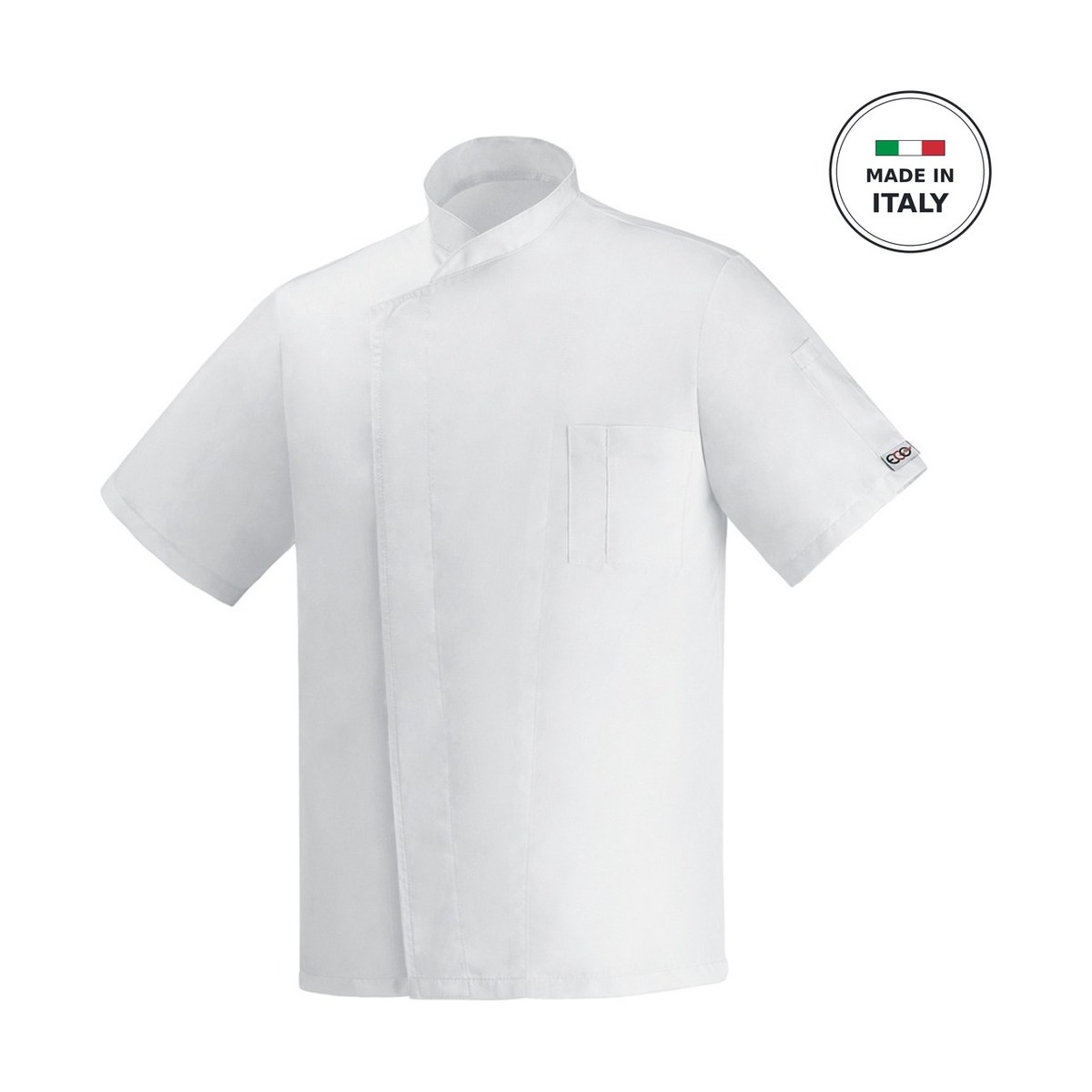 Chef Jacket EGOCHEF 100% Microfiber Men's White Short Sleeve Ottavio X-LARGE Egochef Ottavio men's white short sleeve microfiber chef jacket, size X-Large