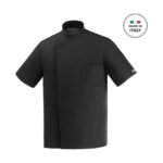 Egochef Ottavio men's black short sleeve microfiber chef jacket, size X-Large