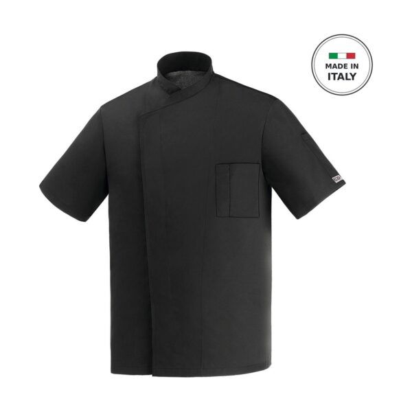 Egochef Ottavio men's black short sleeve microfiber chef jacket, size X-Large