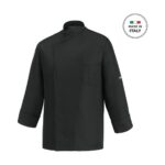 Egochef Ottavio men's black long sleeve microfiber chef jacket, size 2X-Large