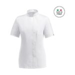 Egochef Easy Girl women's white short sleeve microfiber chef jacket, Medium