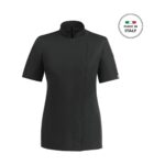 Egochef Easy Girl women's black short sleeve microfiber chef jacket, Medium