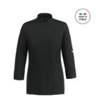 Egochef Easy Girl women's black long sleeve microfiber chef jacket, Medium