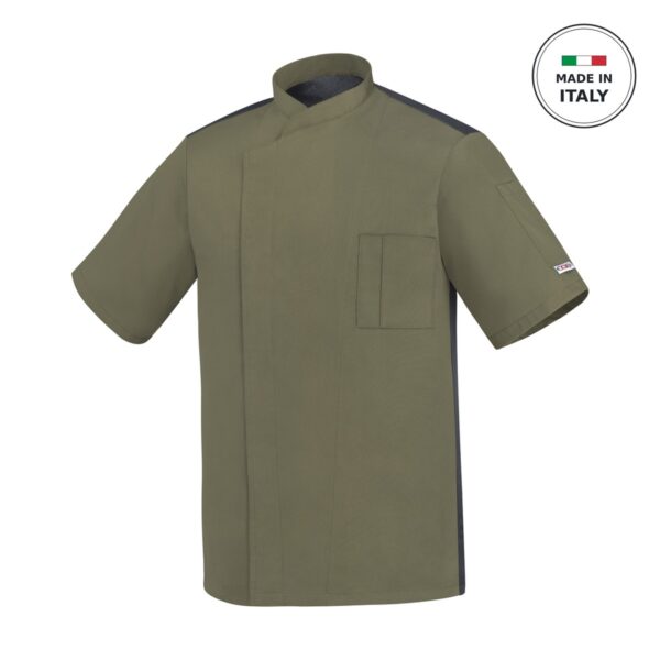 Σακάκι Σεφ EGOCHEF 65% Polyester 35% Cotton Ανδρικό Olive Green με Κοντό Μανίκι Ottavio MEDIUM